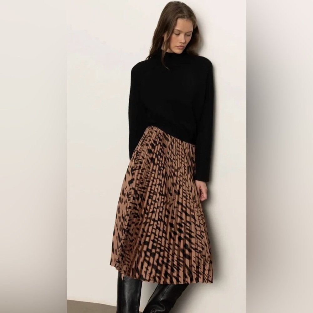 Sanctuary Brown and Black Animal Print Midi Skirt